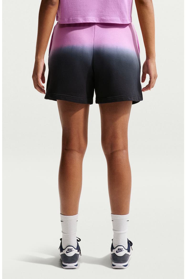 Phoenix Fleece Mid Rise Dip Dye Shorts, Alternate, color, LT MAGENTA/ BLACK/ BLACK