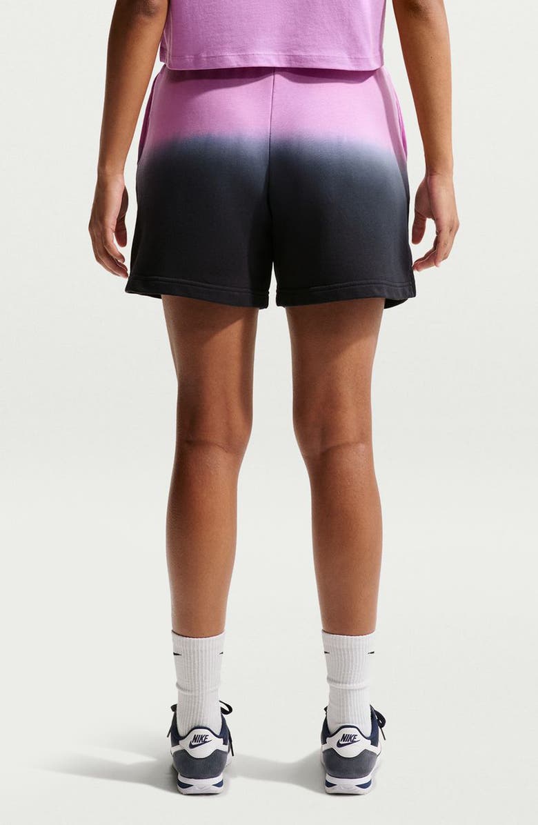 Nike Phoenix Fleece Mid Rise Dip Dye Shorts, Alternate, color, Lt Magenta/ Black/ Black