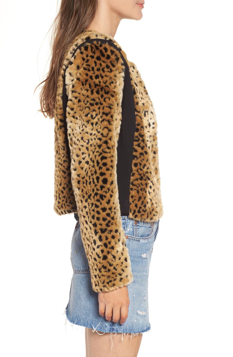 Tinsel Faux Fur Leopard Jacket, Alternate, color, 
