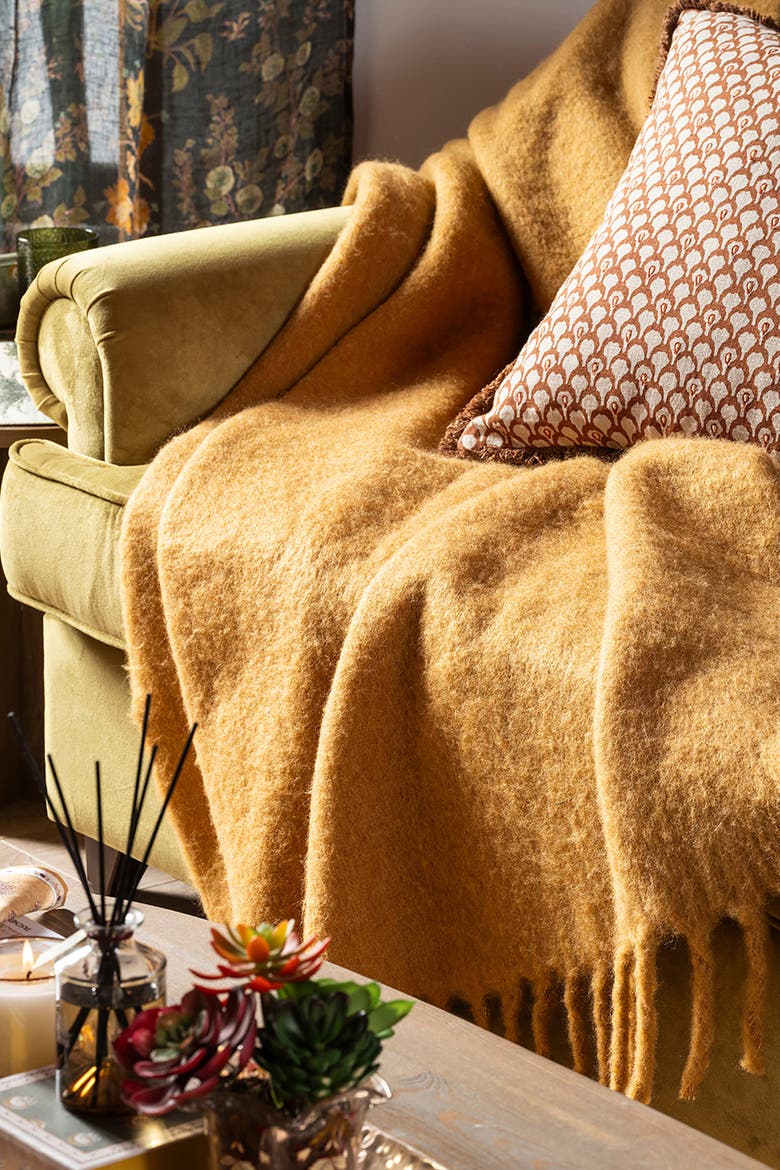 Ropar Fringed Acrylic Wool Throw 55X71 In, Alternate, color, Yellow