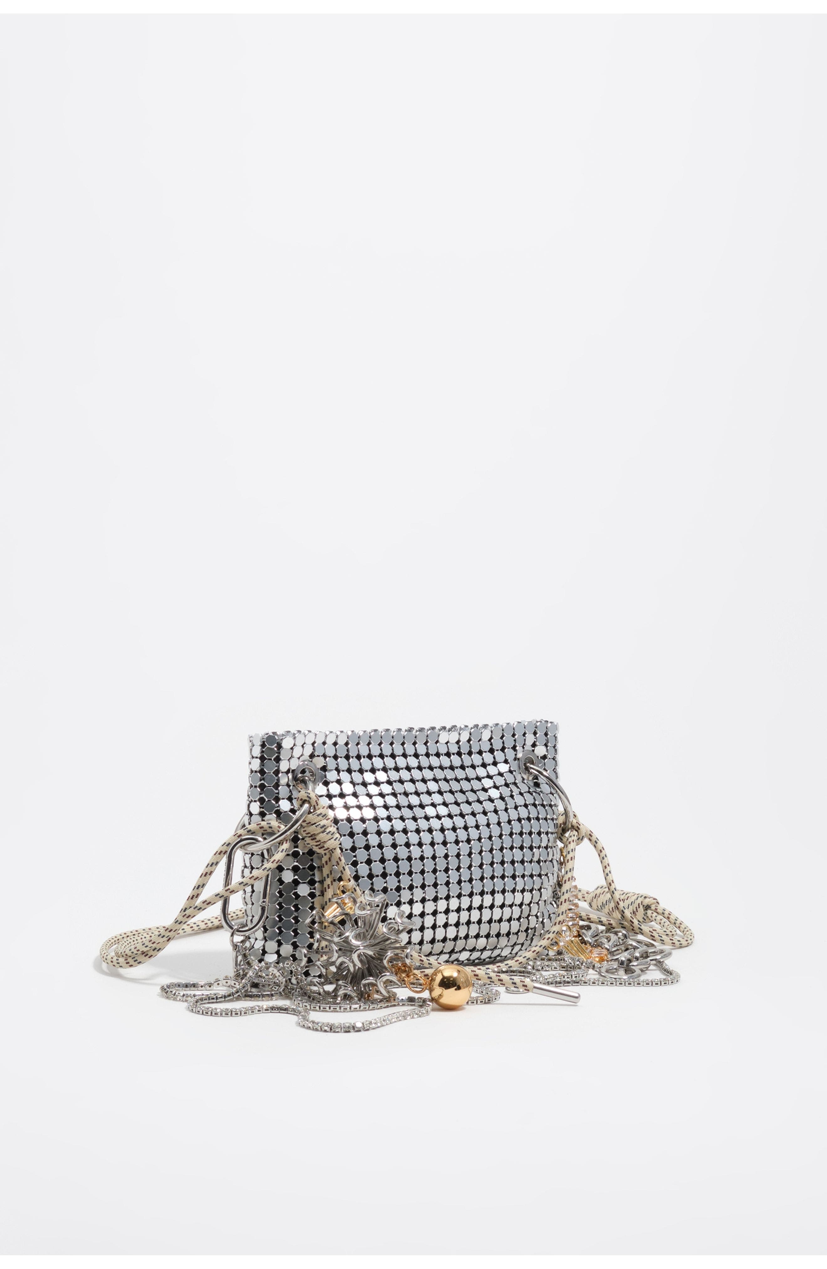 Bimba y Lola Metallic Mesh Mini Bag, Main, color, Silver