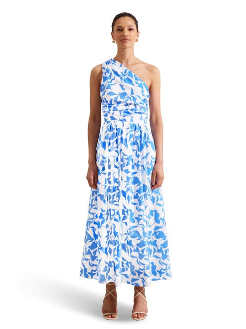 Ro&zo Womens Blue Aubrey Leaf-print Cotton Maxi Dress In Blue