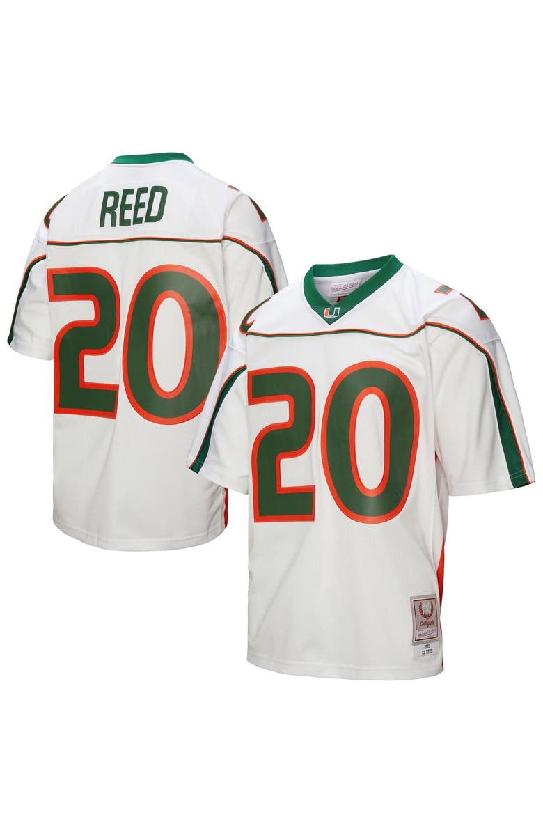 Mitchell & Ness Men's Mitchell & Ness Ed Reed White Miami Hurricanes 2001 Legacy Jersey, Alternate, color, 