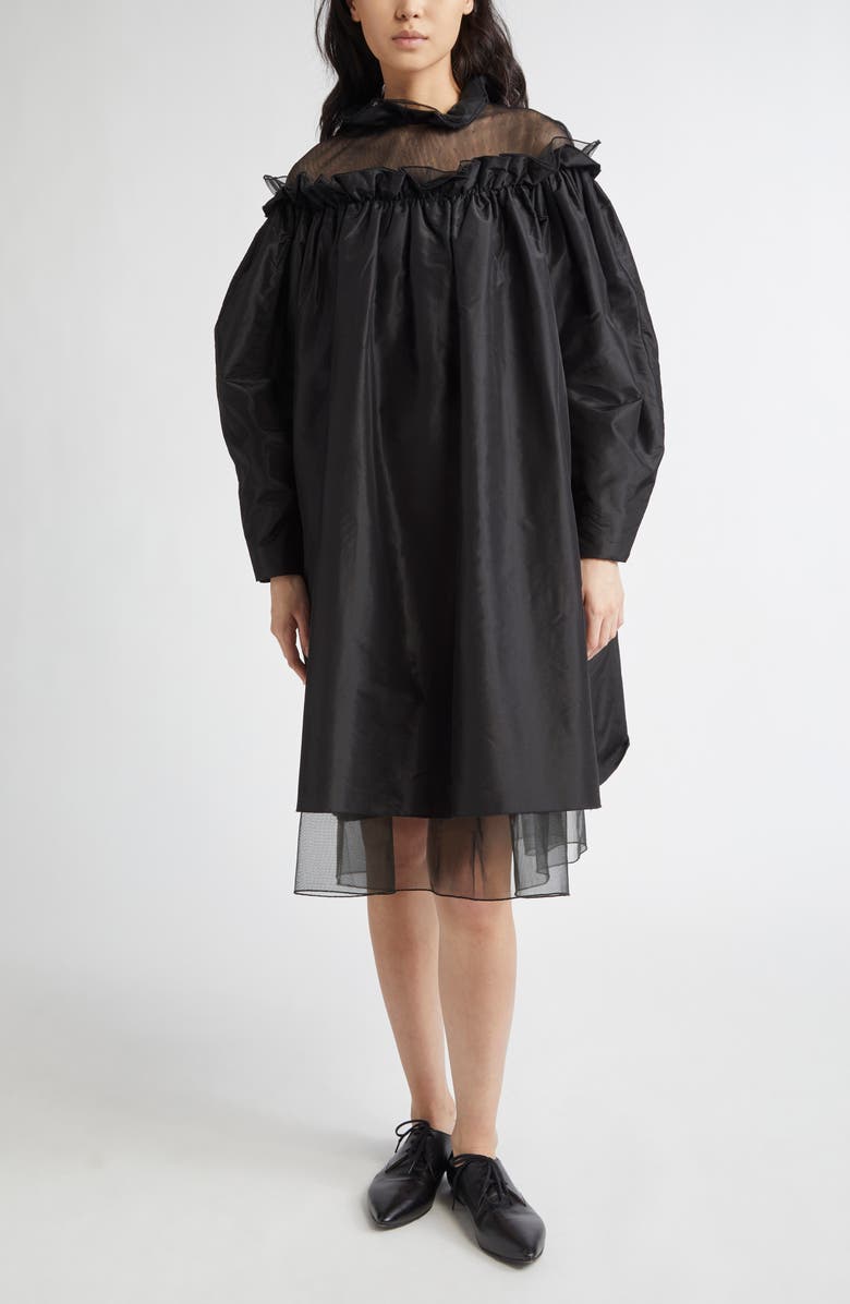 Meruert Tolegen Parachute Sculpted Long Sleeve Taffeta & Tulle Dress, Main, color, 