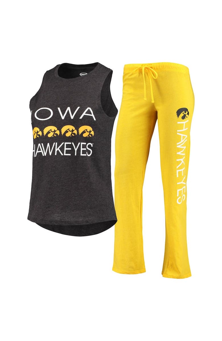 CONCEPTS SPORT Women's Concepts Sport Black/Gold Iowa Hawkeyes Team Tank Top & Pants Sleep Set, Main, color, 