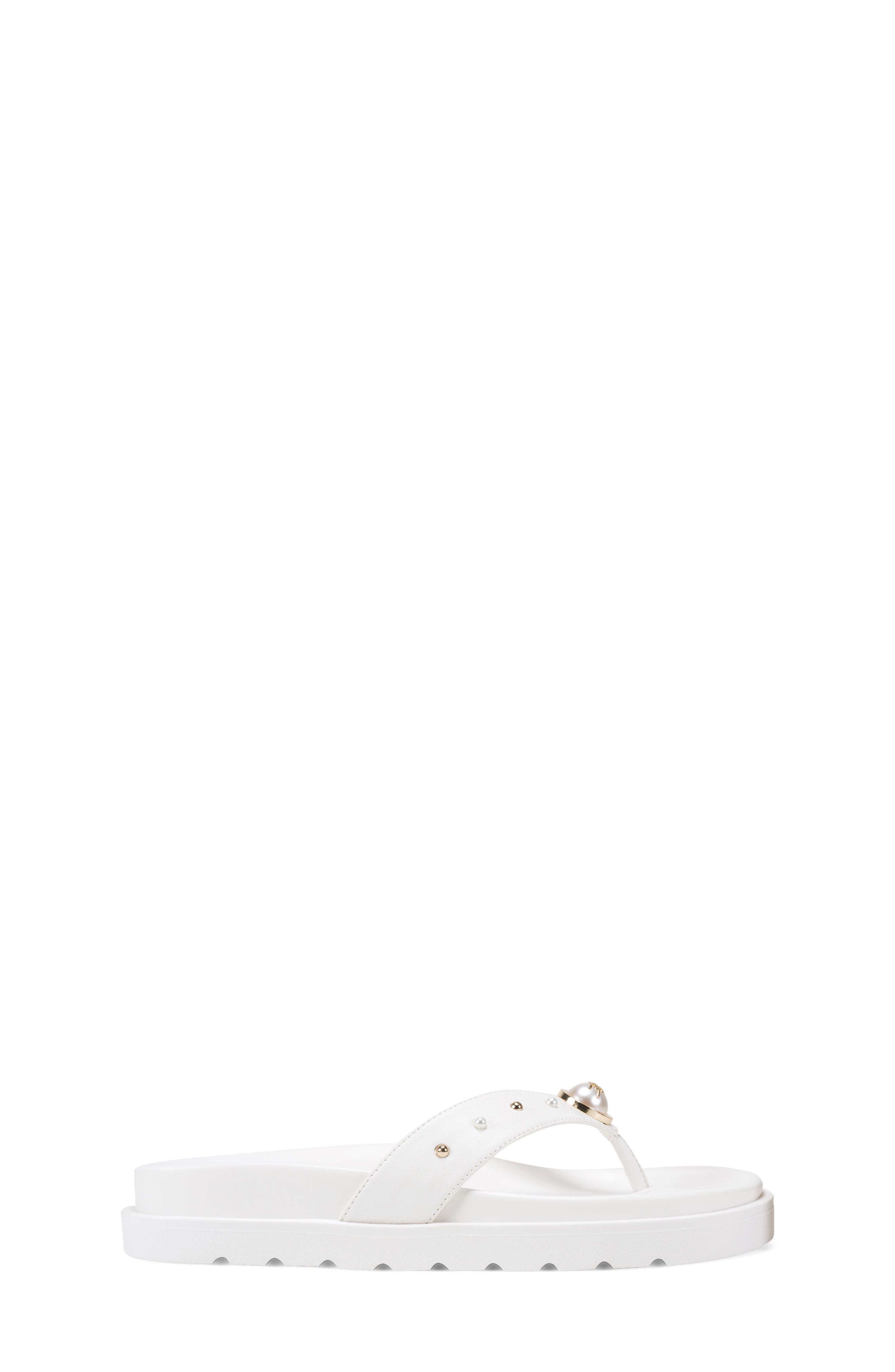 KARL LAGERFELD PARIS Hayze Pearl Flip Flop, Alternate, color, Bright White