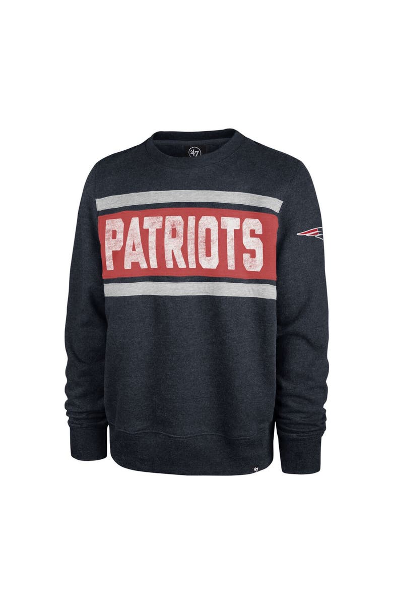 '47 Men's '47 Heathered Navy New England Patriots Bypass Tribeca Pullover Sweatshirt, Alternate, color, Heather Navy