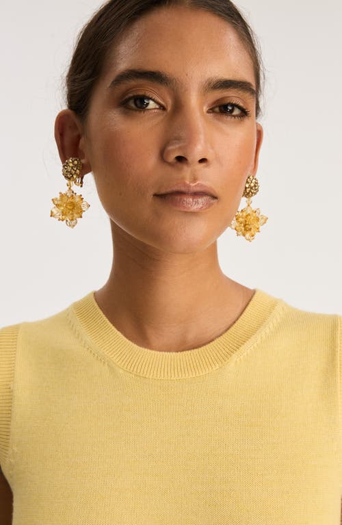 Oscar De La Renta Beaded Pompom Drop Clip-on Earrings In Gold