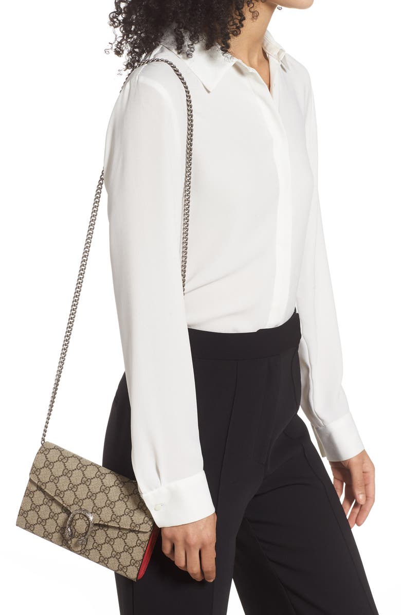 Gucci GG Supreme Canvas Wallet on a Chain, Alternate, color, 