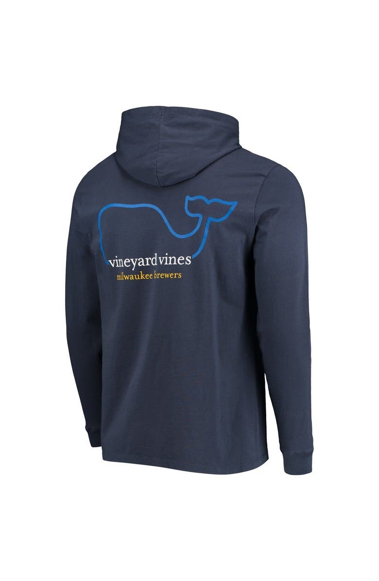 vineyard vines Men's Vineyard Vines Navy Milwaukee Brewers Logo Hoodie Long Sleeve T-Shirt, Alternate, color, 