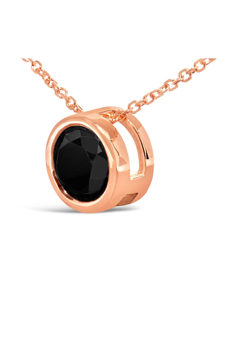 14K Rose Gold 3 1/2 Cttw Bezel-Set Black Diamond Solitaire Pendant Necklace, Alternate, color, Pink