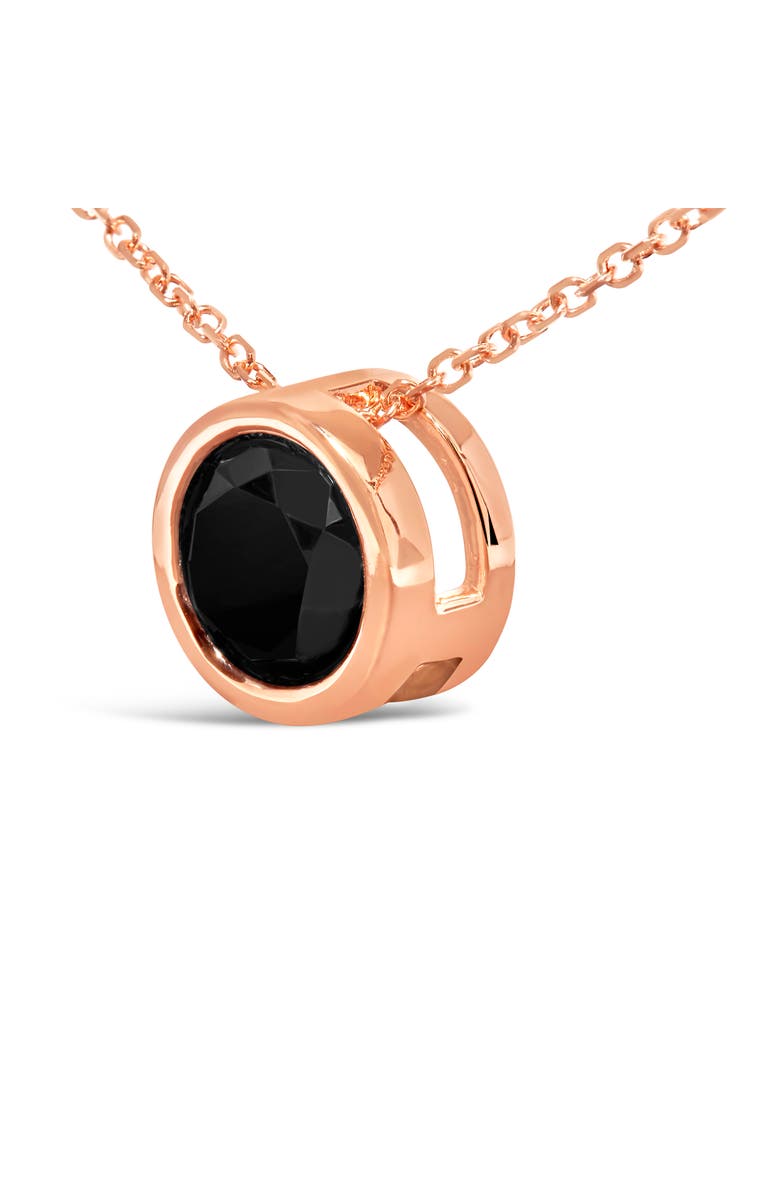 Haus of Brilliance 14K Rose Gold 3 1/2 Cttw Bezel-Set Black Diamond Solitaire Pendant Necklace, Alternate, color, Pink