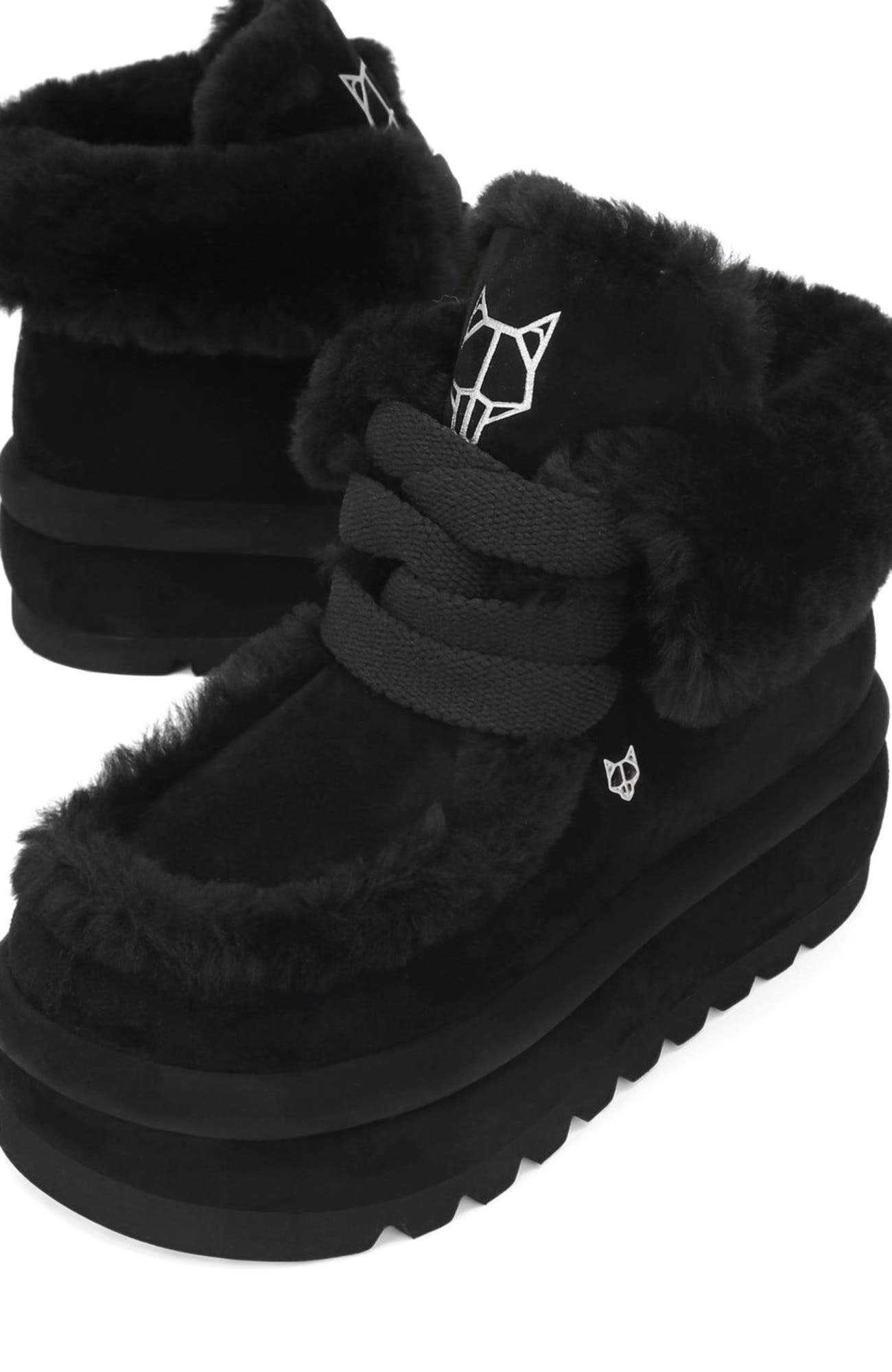 Naked Wolfe Bambi Black Suede/Shearling, Alternate, color, Black