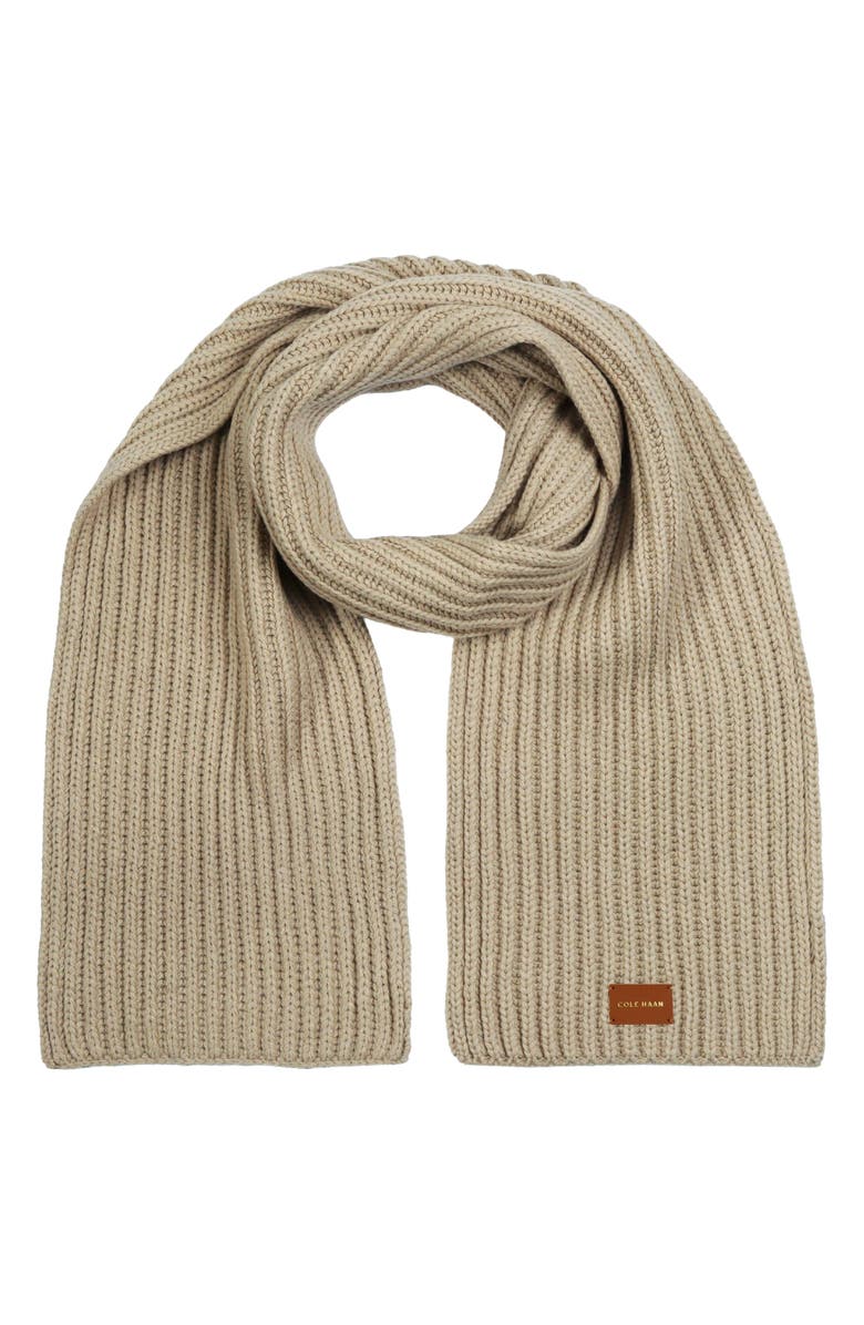 Cole Haan Chunky Knit Scarf, Alternate, color, Light Sesame