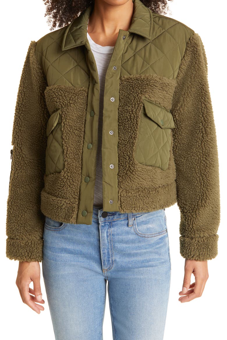 Peyton Quilted Fleece Jacket, Main, color, OLIVE