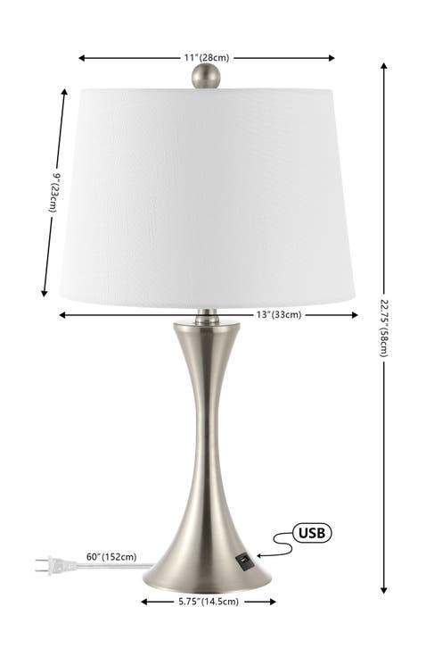Bennett Modern Glam Iron Hourglass LED Table Lamp with USB Charging Port