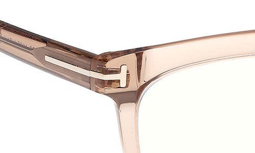 Tom Ford 54mm Butterfly Blue Light Blocking Optical Glasses In Rose Champagne/blue Block