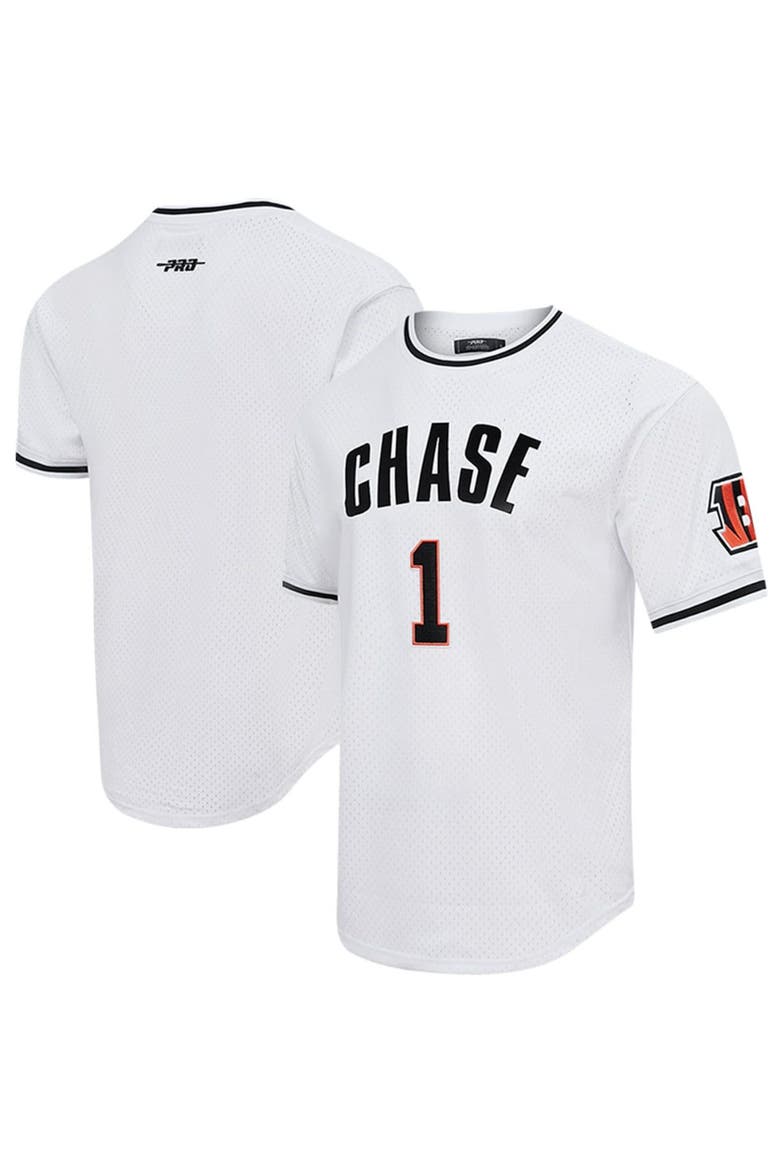 Men's Pro Standard Ja'Marr Chase White Cincinnati Bengals Mesh Player Name & Number Top, Main, color, White