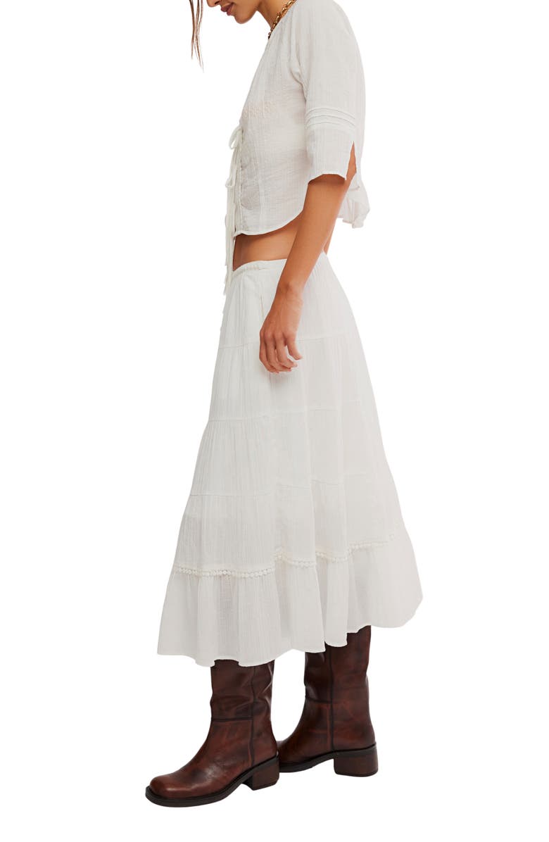 Free People Bright Side Tie Front Crop Top & Midi Skirt Set, Alternate, color, Clean Ivory