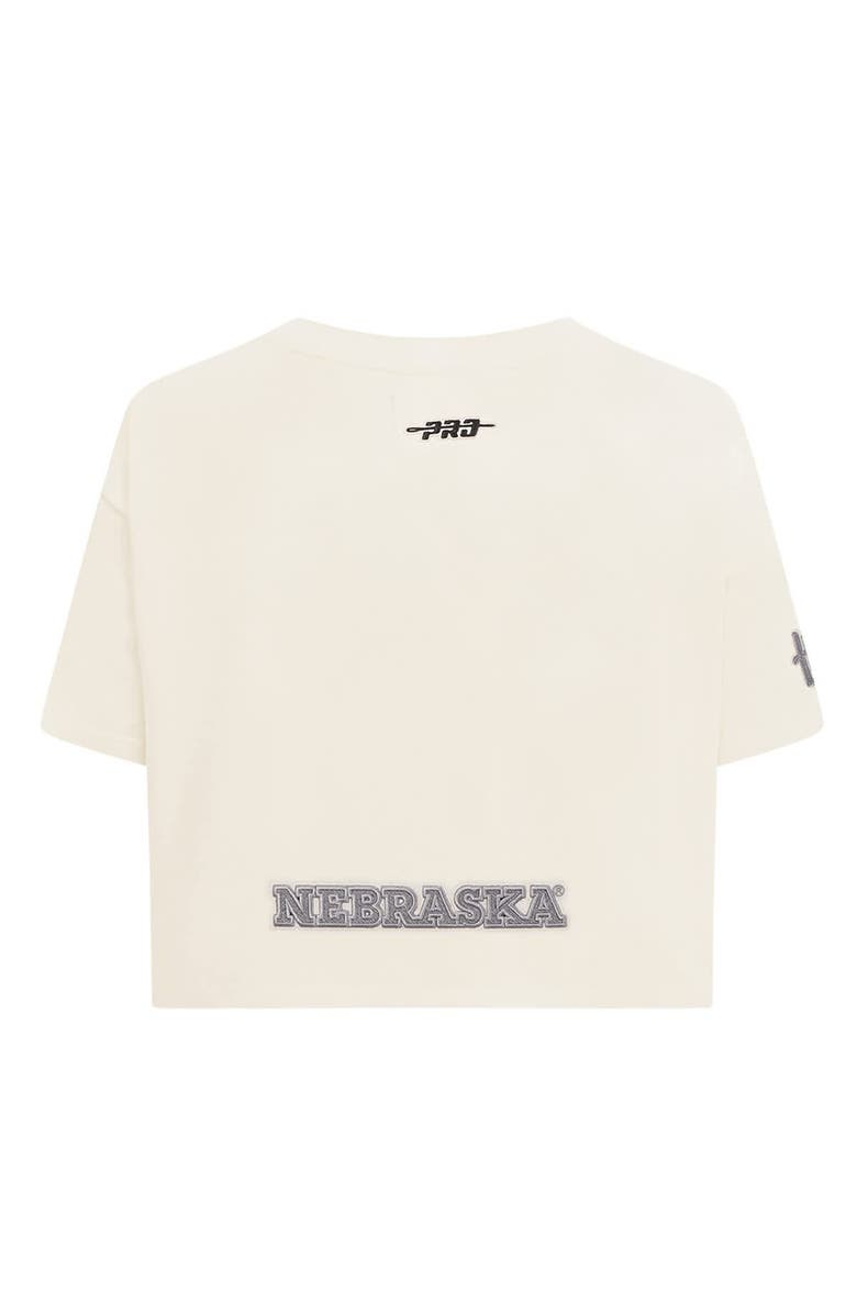PRO STANDARD Women's Pro Standard Cream Nebraska Huskers Reverse French Terry Boxy Cropped T-Shirt, Alternate, color, Cream