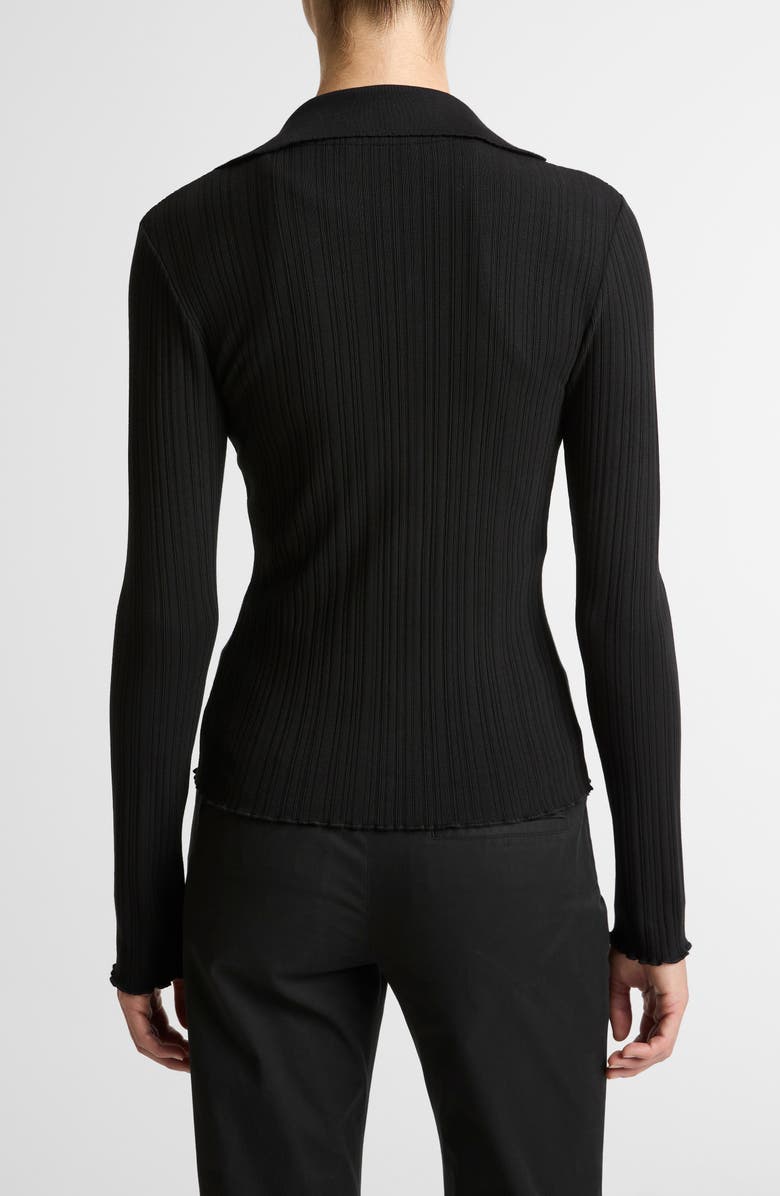 Vince Johnny Collar Rib Cardigan, Alternate, color, Black