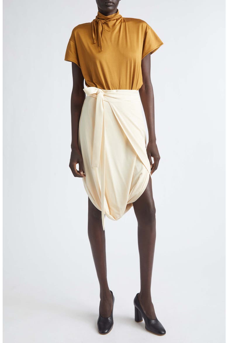 Scarf Neck Jersey Top, Alternate, color, CINNAMON BROWN