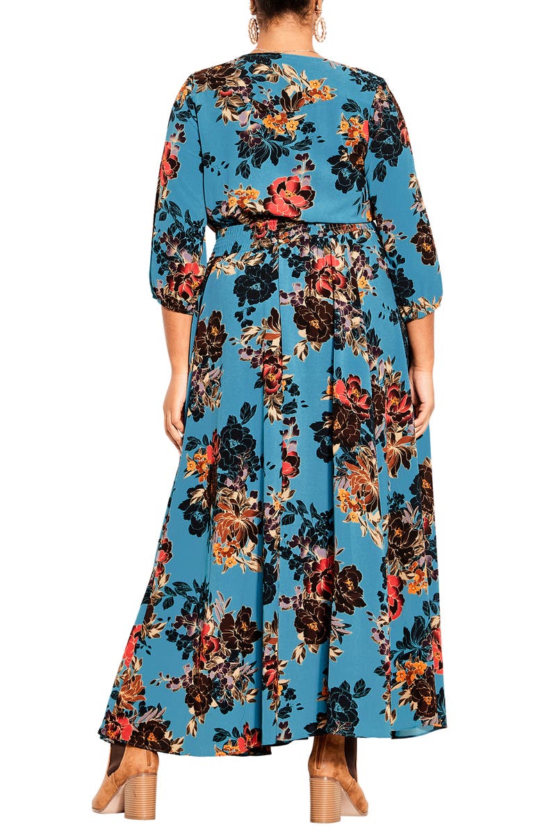 City Chic Gianna Floral Smocked Waist Maxi Dress, Alternate, color, 