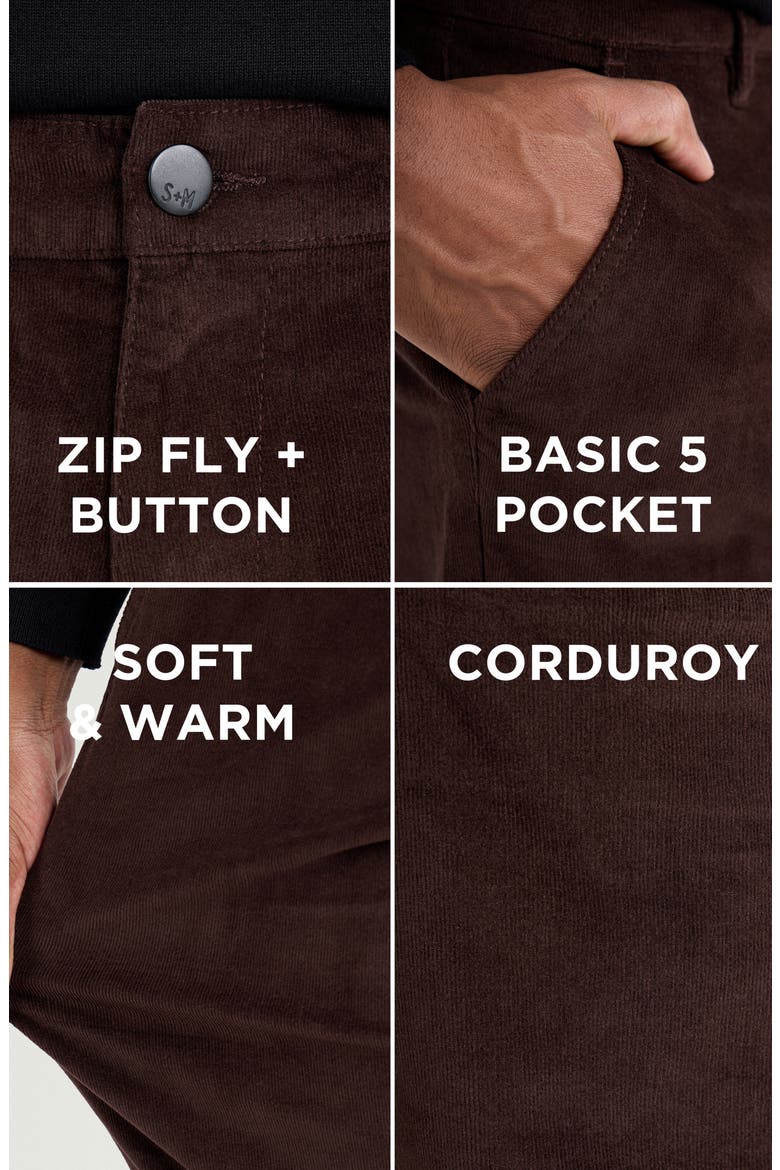 Slim Fit Five-Pocket Corduroy Pants, Alternate, color, CHOCOLATE
