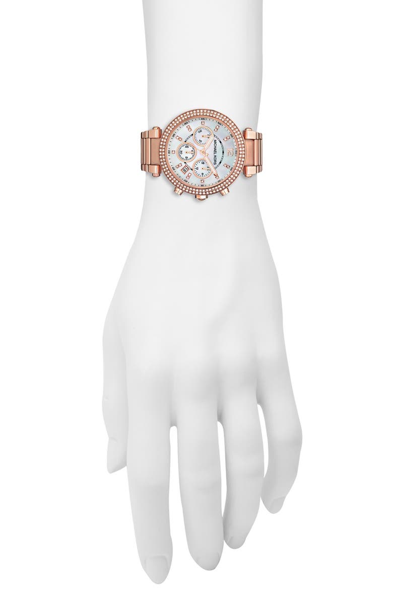 Michael Kors 'Parker' Chronograph Bracelet Watch, 39mm, Alternate, color, Rose Gold