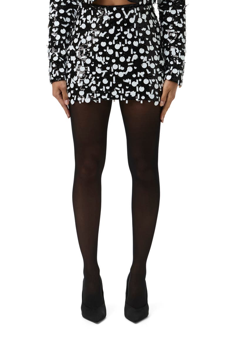 Geometric Sequin Miniskirt, Main, color, BLACK / WHITE