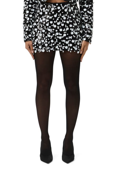 Geometric Sequin Miniskirt