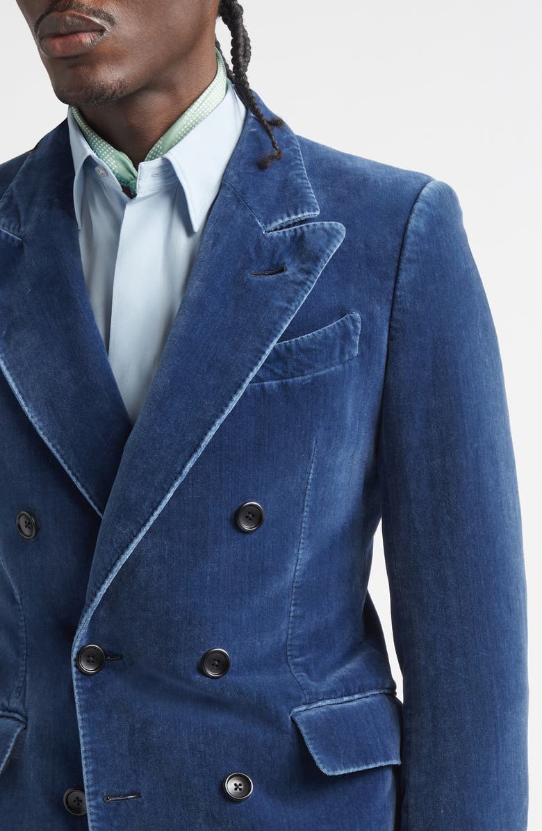 TOM FORD Double Breasted Velveteen Jacket, Alternate, color, Indigo