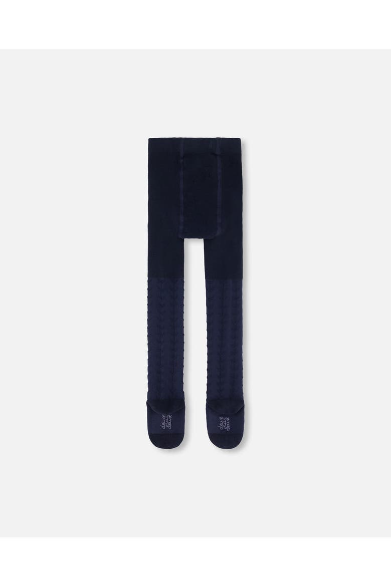 Baby Girl's Tonal Jacquard Tights Black, Alternate, color, Peacoat