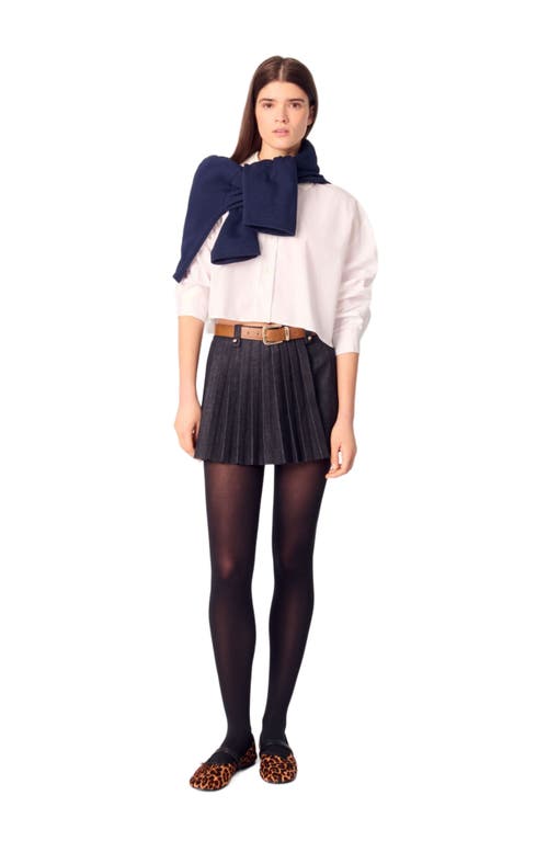 MAJE MAJE LAYERED-EFFECT PLEATED DENIM SHORTS