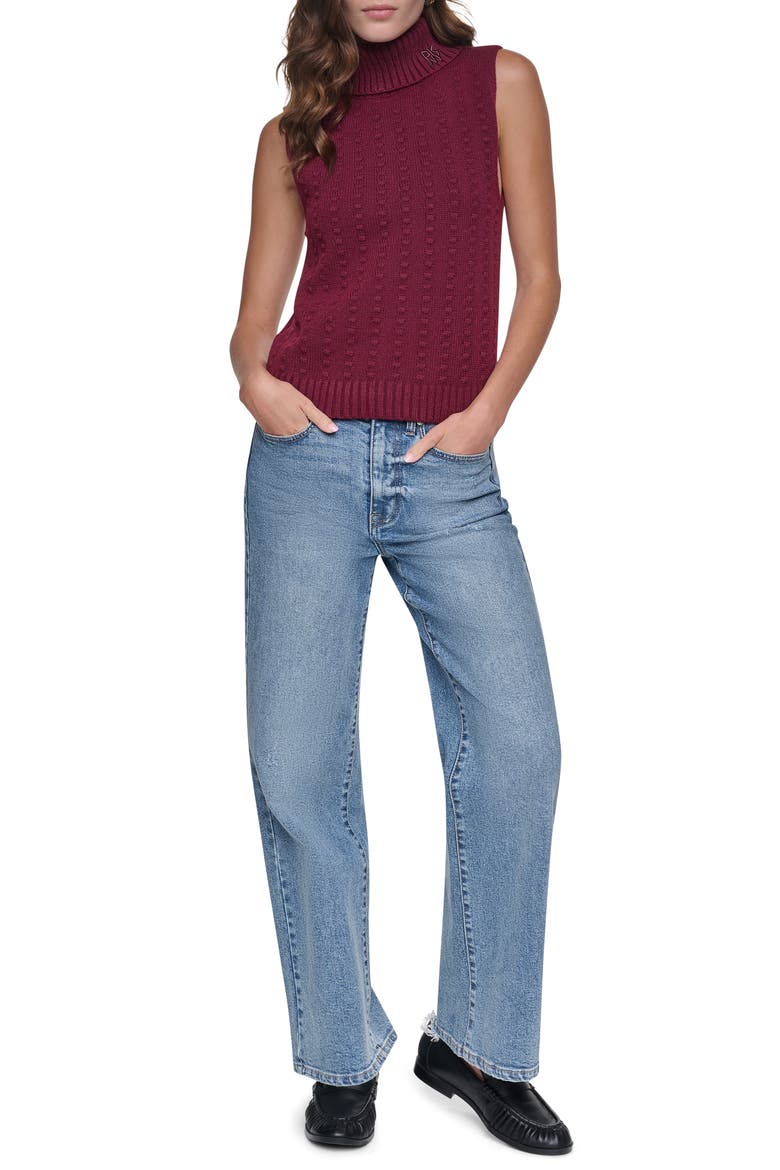 Bobble Stitch Sweater Vest, Alternate, color, CLARET