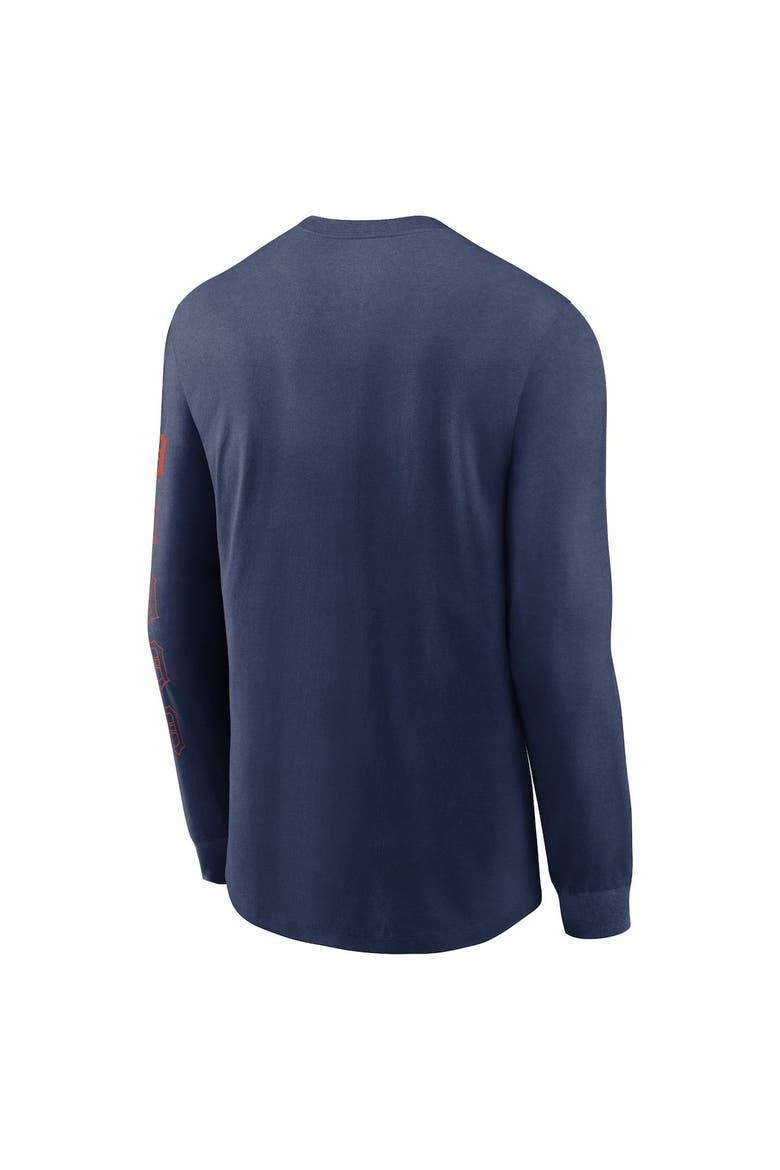 Men's Nike Navy Detroit Tigers Team Slider Tri-Blend Long Sleeve T-Shirt, Alternate, color, Navy