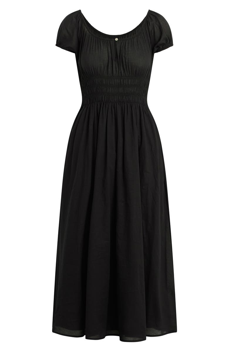Favorite Daughter The Swoon Smocked Midi Dress, Alternate, color, Black