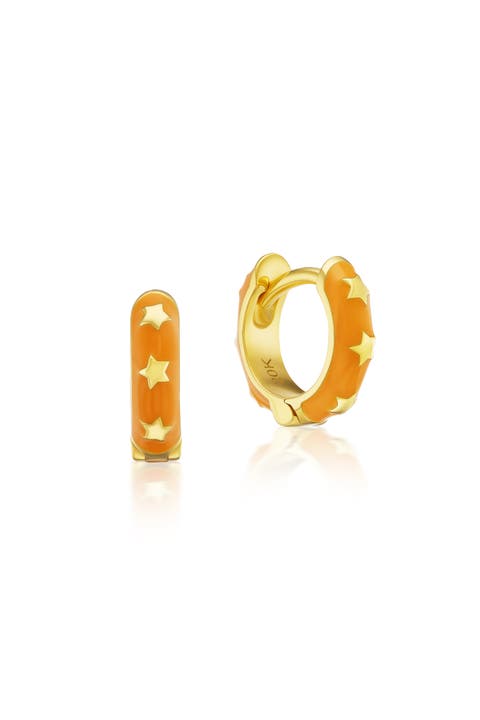 Enameled Star Huggie Hoops