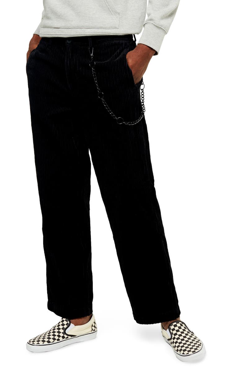 Topman Wide Leg Corduroy Trousers, Main, color, 