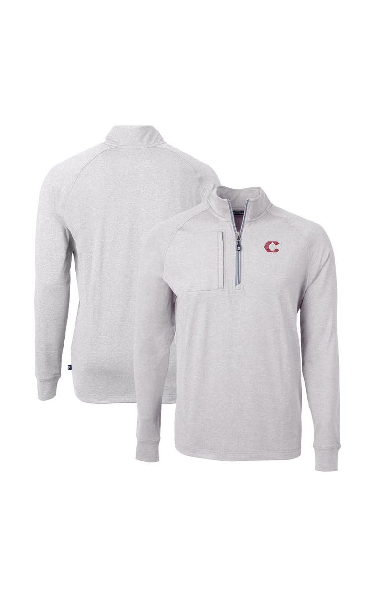 Cutter & Buck Men's Cutter & Buck Heather Gray Cincinnati Reds City Connect Big & Tall Adapt Eco Knit Heather Quarter-Zip Pullover Top, Alternate, color, 