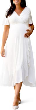 Tiffany Rose Waterfall Faux Wrap Midi Maternity Dress