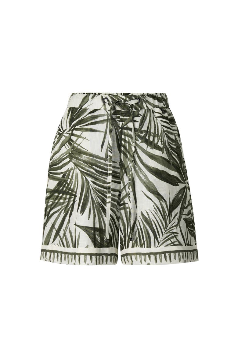 Carmel Linen Bermuda Shorts, Main, color, Olive green/cream