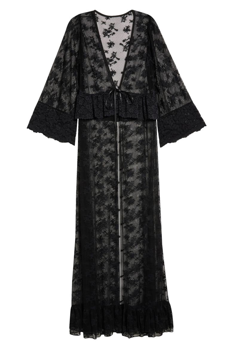 Floral Lace Maxi Robe, Main, color, BLACK