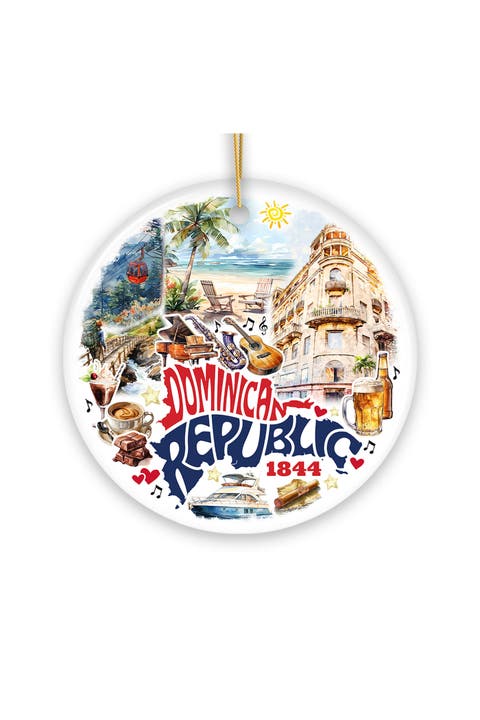 Dominican Republic 1844 Tropical Collage Ornament