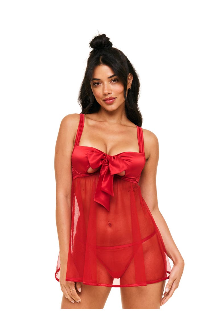Bessima Babydoll & G-String Set Lingerie, Main, color, Dark red