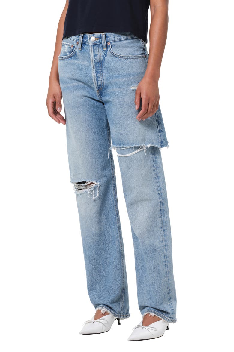 Amryn Double Layer Ripped Straight Leg Jeans, Main, color, RELEASE