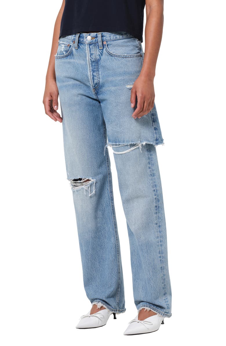 AGOLDE Amryn Double Layer Ripped Straight Leg Jeans, Main, color, Release