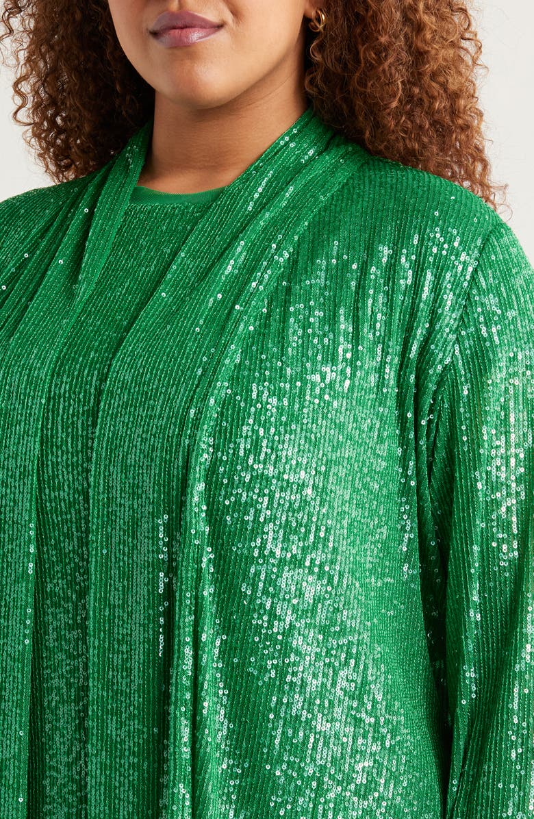 Anne Klein Sequin Draped Open Front Cardigan, Alternate, color, 