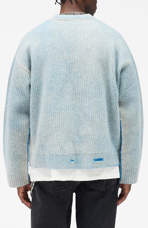 Represent Oversize Reversible Fade Out Distressed Wool Crewneck Sweater In Gray
