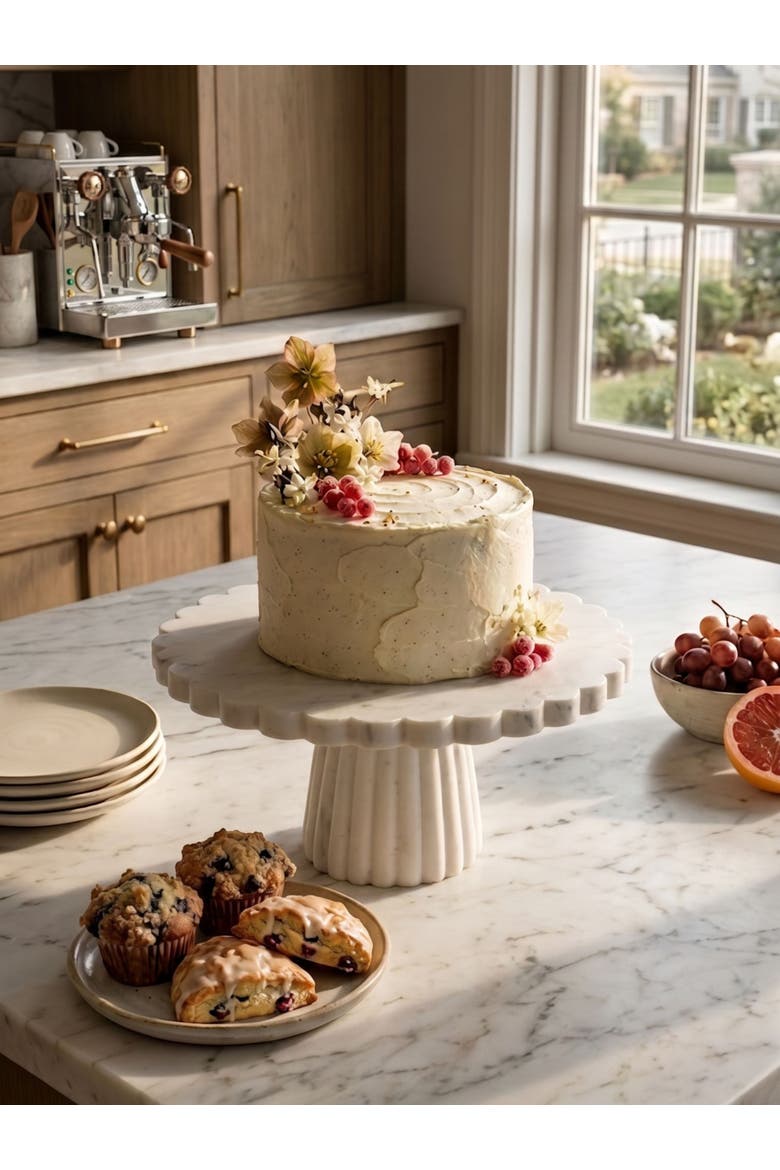 Bobby White Marble Cake Stand, Alternate, color, Ivory White